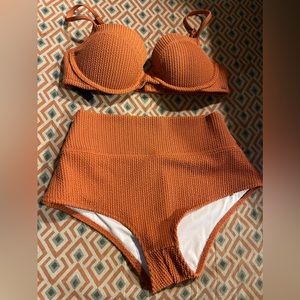 Victoria’s Secret Pink copper/orange/clay colored bikini bathing suit xs